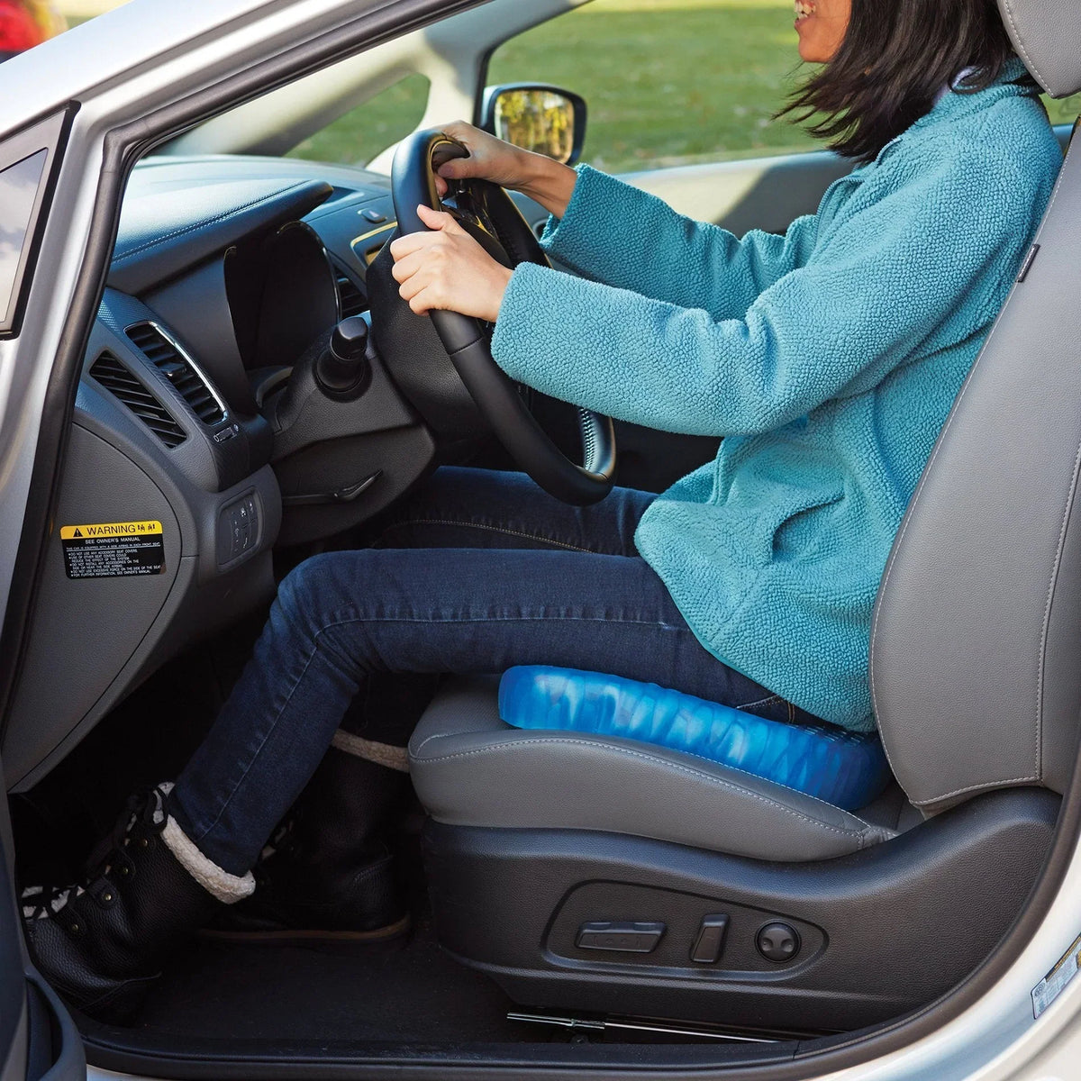 Silicone honeycomb seat cushion on a car seat