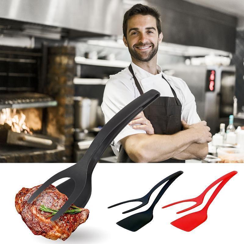 Silicone Spatula Tongs | 2-in-1 Non-Stick Cooking Gadget | Heat-Resistant Kitchen Tool for Eggs, Meat, Fish & Baking