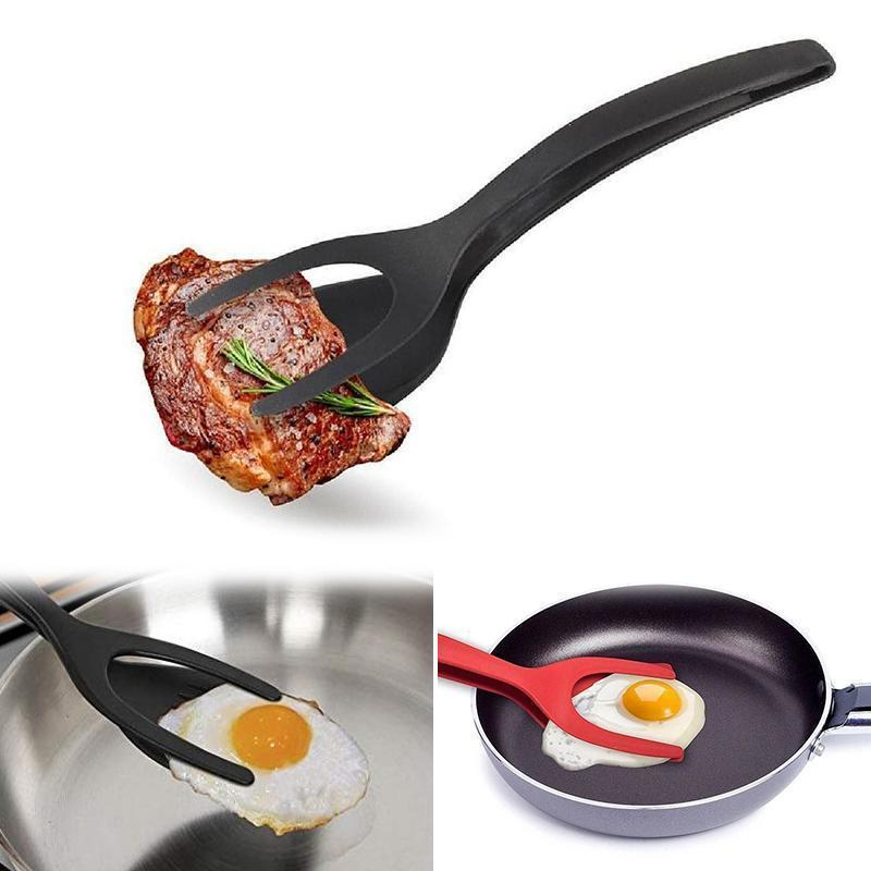 Silicone Spatula Tongs | 2-in-1 Non-Stick Cooking Gadget | Heat-Resistant Kitchen Tool for Eggs, Meat, Fish & Baking