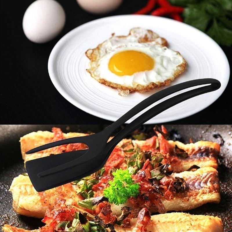 Silicone Spatula Tongs | 2-in-1 Non-Stick Cooking Gadget | Heat-Resistant Kitchen Tool for Eggs, Meat, Fish & Baking