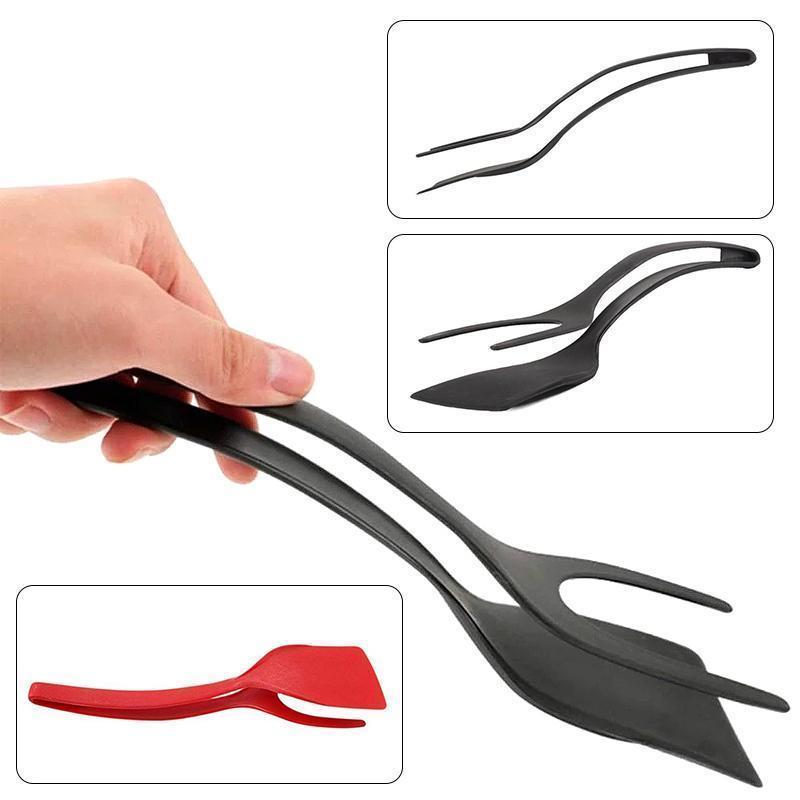 Silicone Spatula Tongs | 2-in-1 Non-Stick Cooking Gadget | Heat-Resistant Kitchen Tool for Eggs, Meat, Fish & Baking