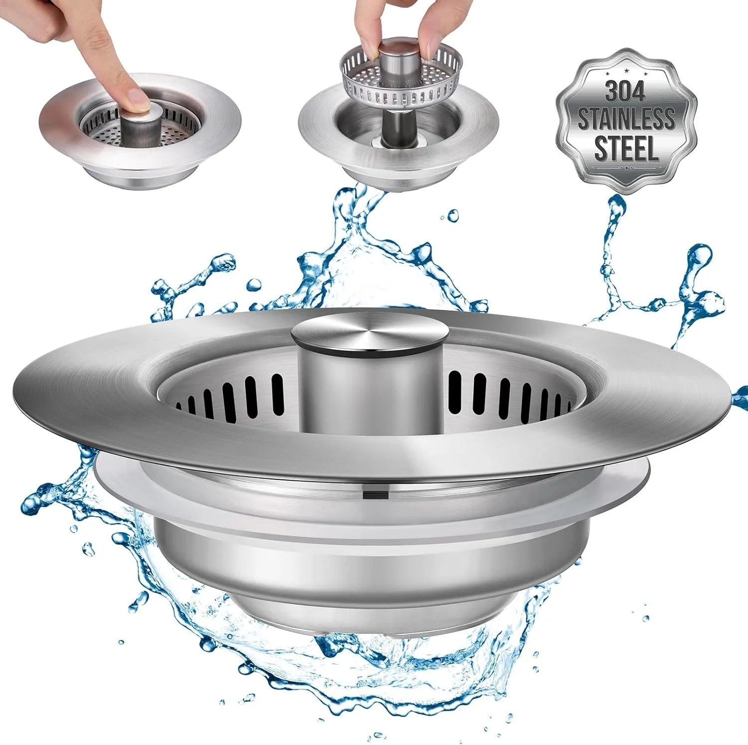 Sink Saver | Press-Down Stopper With A Scrap Basket