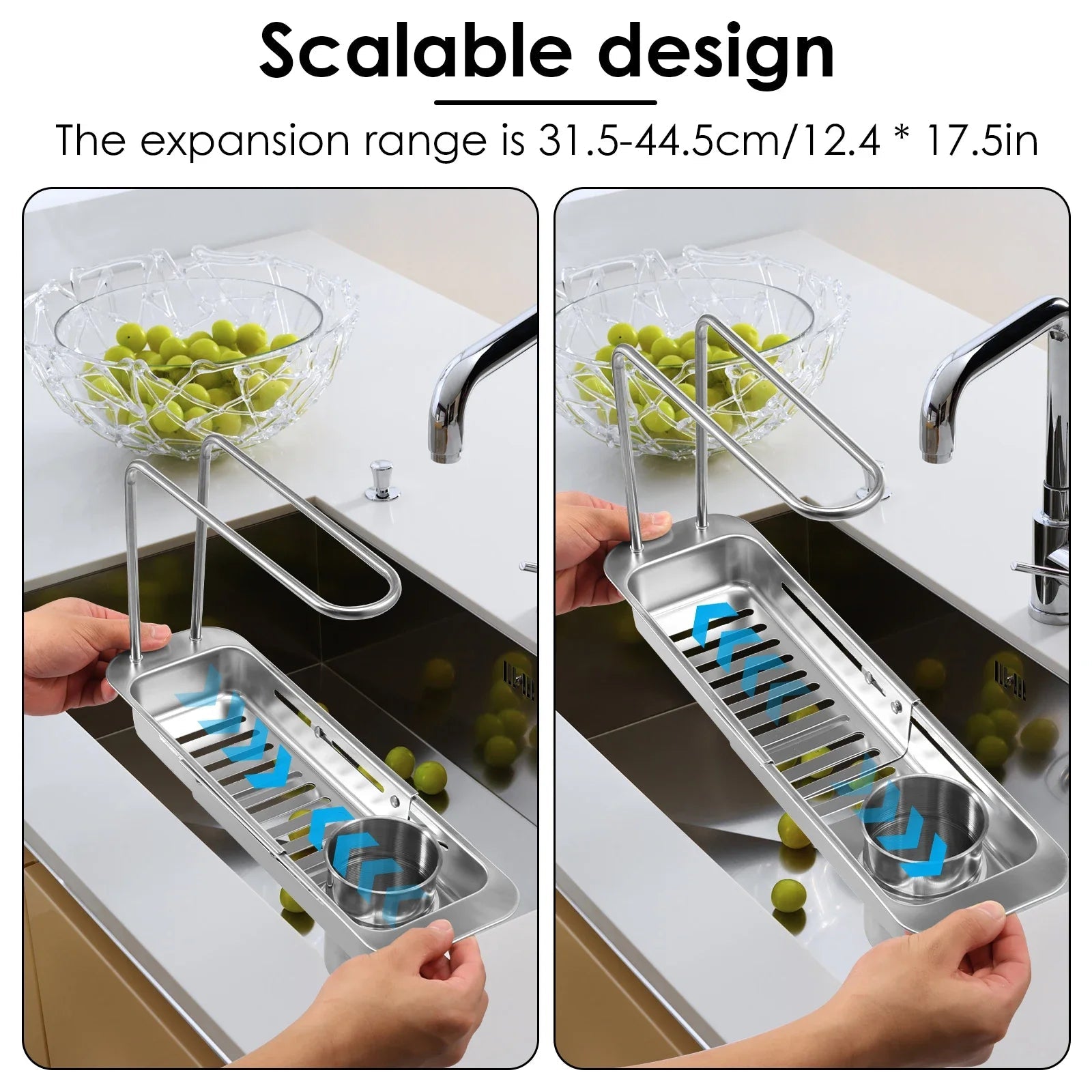 Sink Drain Shelf Stainless Steel Kitchen Holder Basket Towel Hanger 5