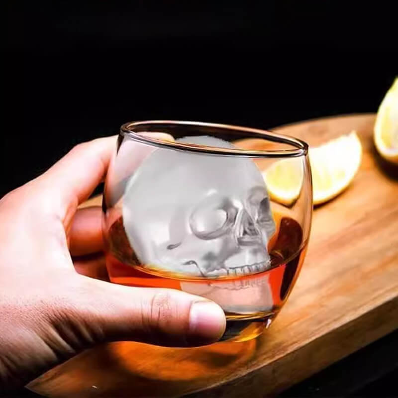 Skull Ice Cube Mold Silicone | 4-Cavity 3D Skull Design for Cocktails | Slow-Melting, Food-Safe, Dishwasher-Safe, Reusable