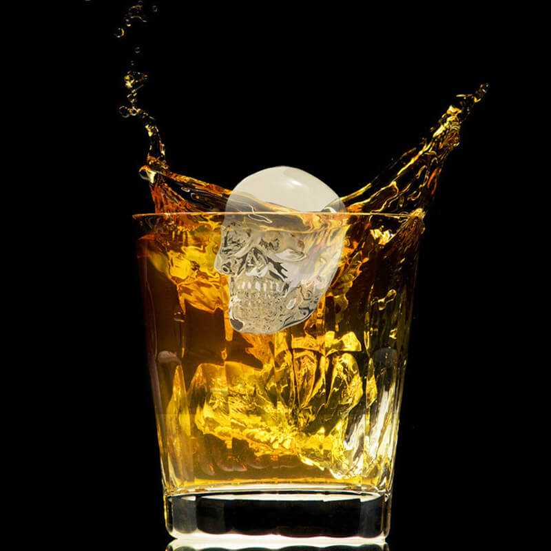 Skull Ice Cube Mold Silicone | 4-Cavity 3D Skull Design for Cocktails | Slow-Melting, Food-Safe, Dishwasher-Safe, Reusable
