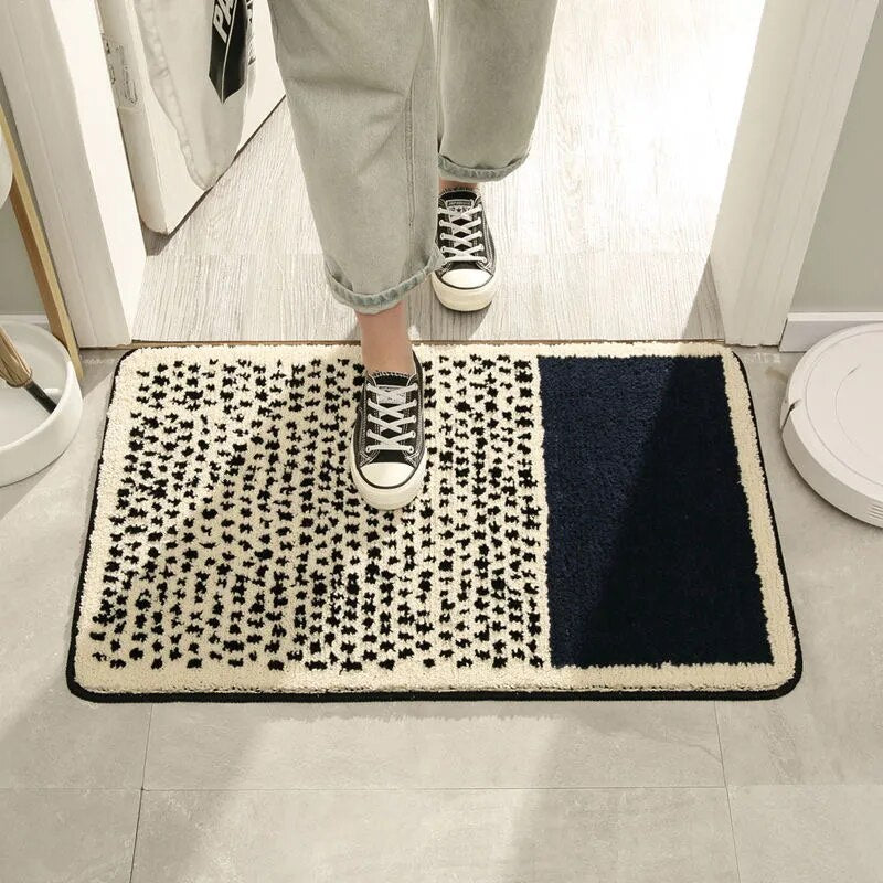 Small Bathroom Rug | Speckled Grid, Solid Block Panel