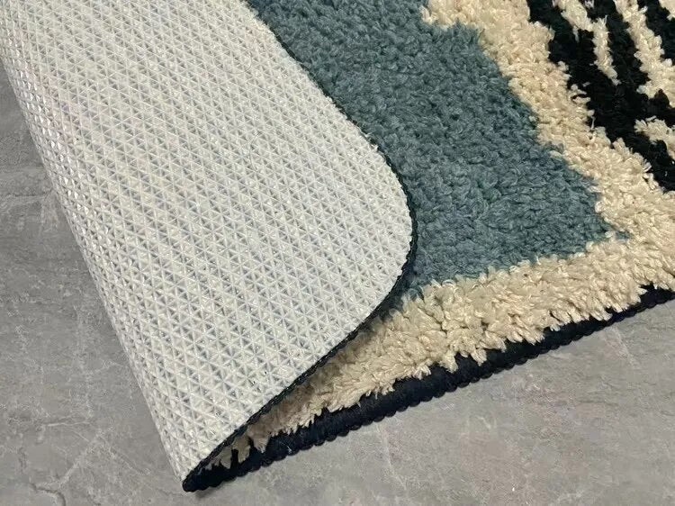 Small Bathroom Rug | Speckled Grid, Solid Block Panel