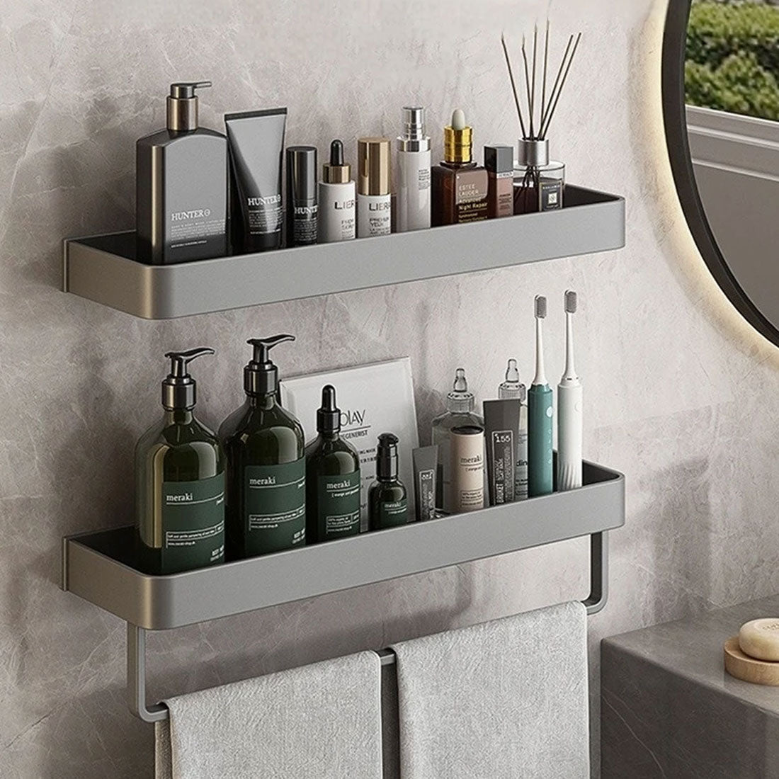 Small Bathroom Shelve - Self-Adhesive Installation and Towel Holder 4