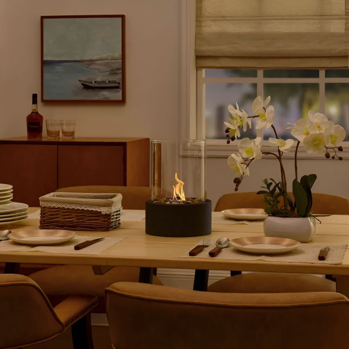 Smoke-Free Table Fireplace | Bioethanol Glass Burner