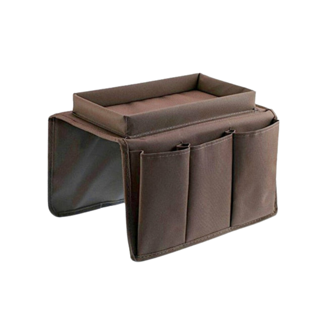Sofa Armrest Organiser Oxford Fabric | Tray Attachment Holds Drinks & Snacks Steady | Reinforced Sides Stop Spills