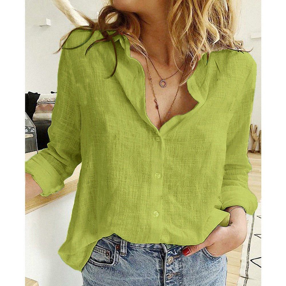 Sofia | Women's White Blouse – Long Sleeve Cotton Design 9