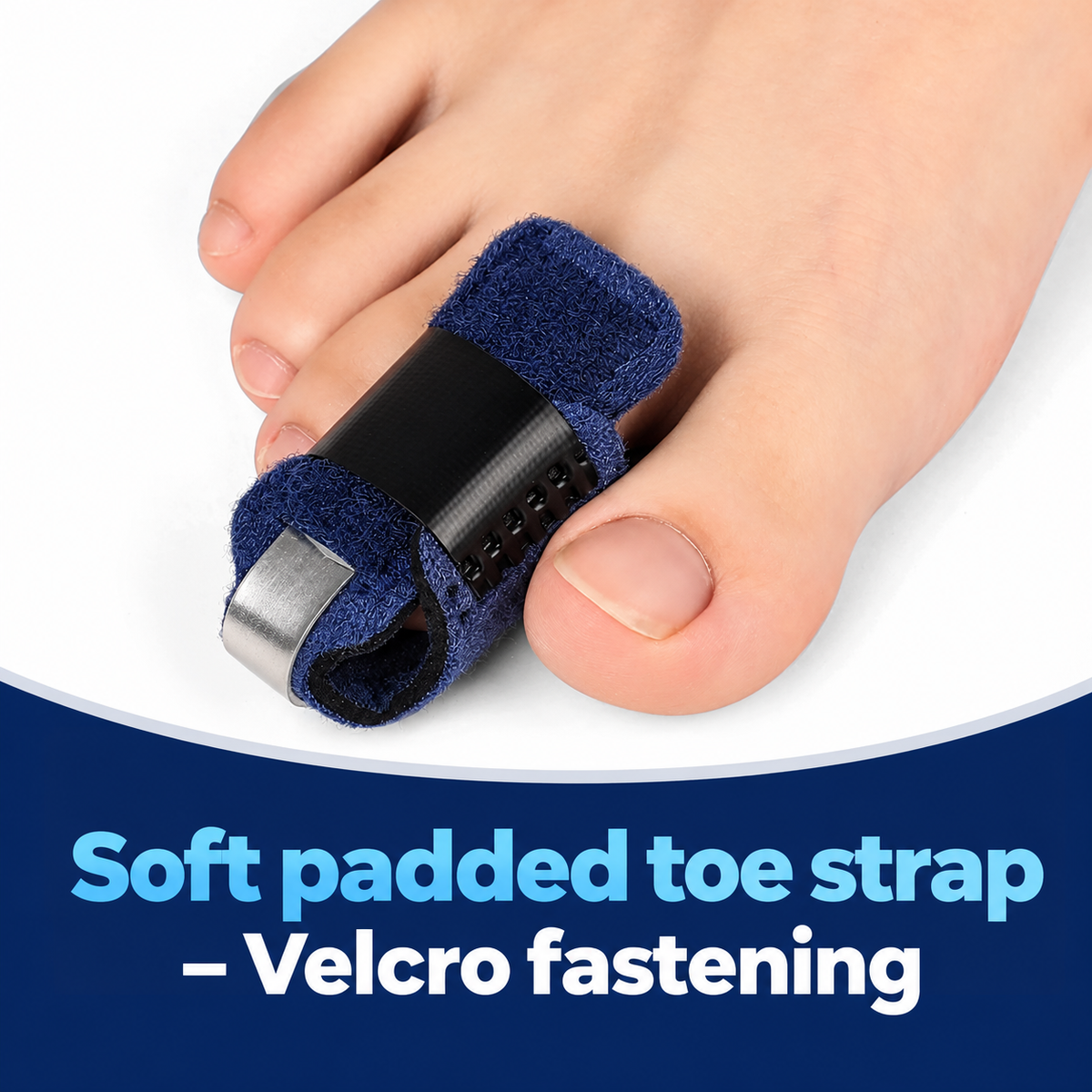 Soft padded toe strap with Velcro fastening