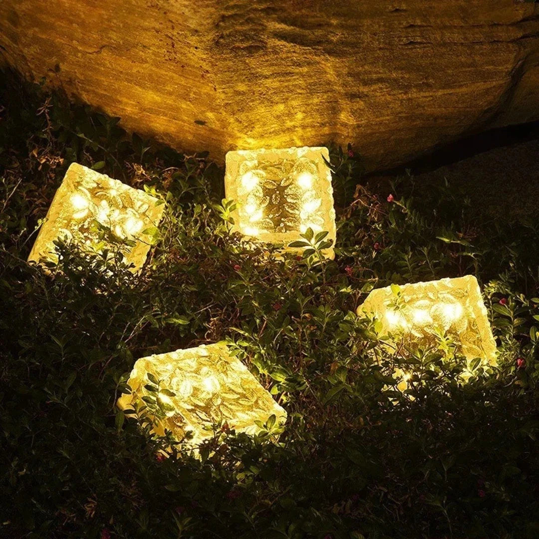 Solar Brick Light, Acrylic & ABS | 10 x 10 x 5.5 cm, IP44 Waterproof | Solar Powered, Dusk Sensor, Up to 10 Hours Glow