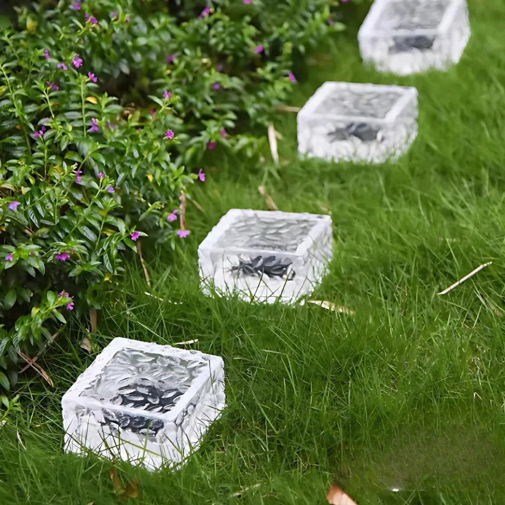 Solar Brick Light, Acrylic & ABS | 10 x 10 x 5.5 cm, IP44 Waterproof | Solar Powered, Dusk Sensor, Up to 10 Hours Glow