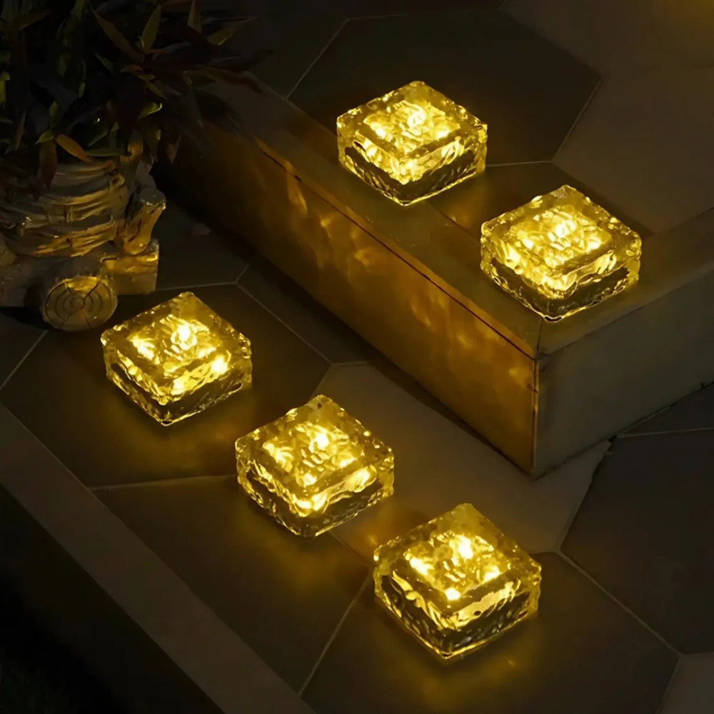 Solar Brick Light, Acrylic & ABS | 10 x 10 x 5.5 cm, IP44 Waterproof | Solar Powered, Dusk Sensor, Up to 10 Hours Glow