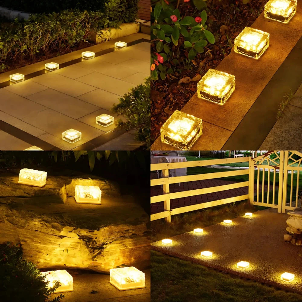 Solar Brick Light, Acrylic & ABS | 10 x 10 x 5.5 cm, IP44 Waterproof | Solar Powered, Dusk Sensor, Up to 10 Hours Glow