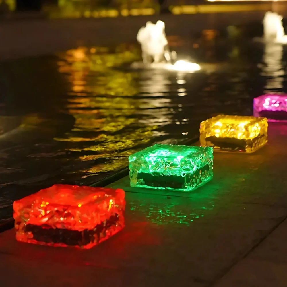 Solar Brick Light, Acrylic & ABS | 10 x 10 x 5.5 cm, IP44 Waterproof | Solar Powered, Dusk Sensor, Up to 10 Hours Glow