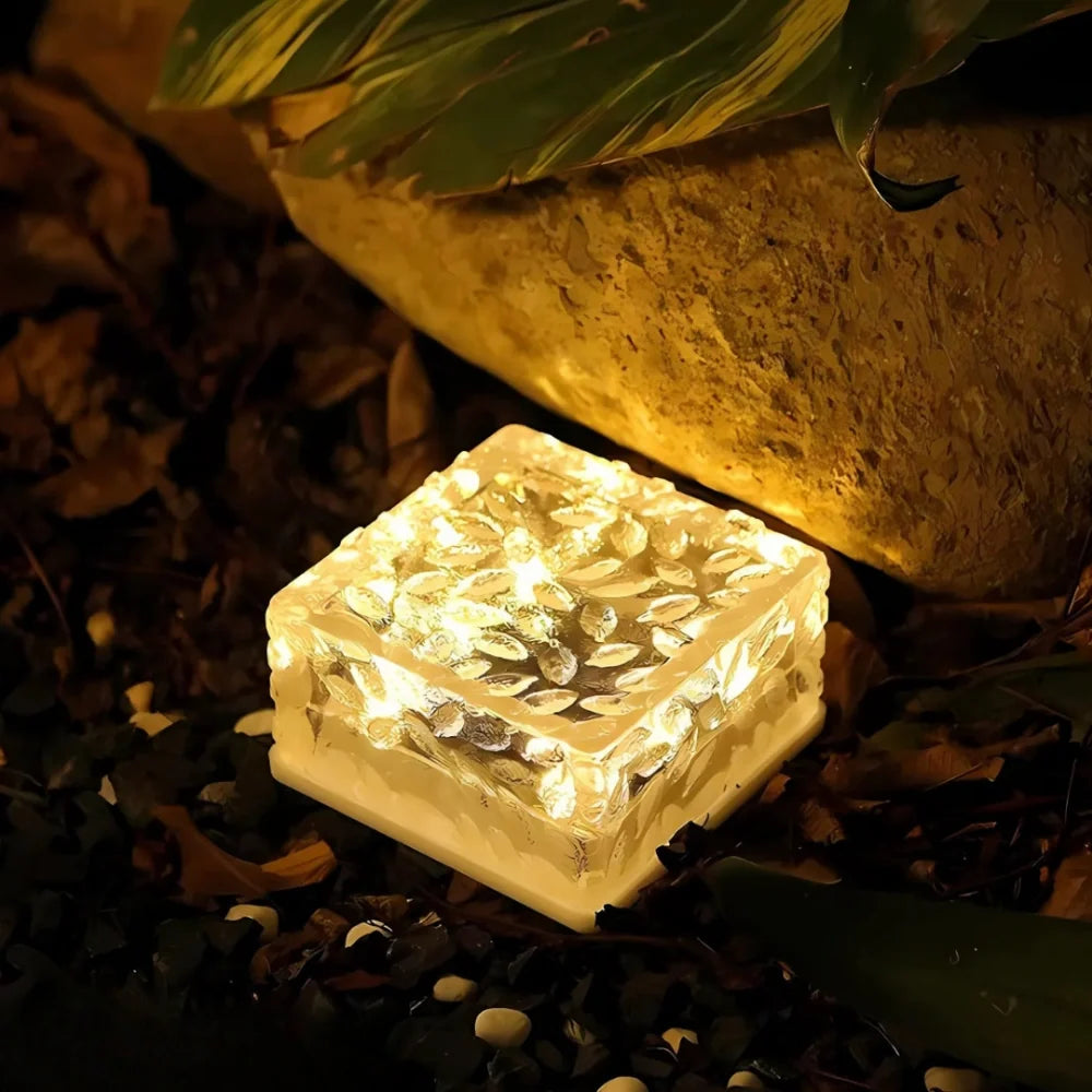Solar Brick Light, Acrylic & ABS | 10 x 10 x 5.5 cm, IP44 Waterproof | Solar Powered, Dusk Sensor, Up to 10 Hours Glow