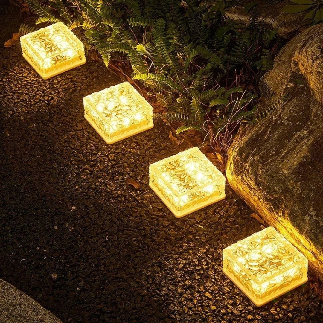 Solar Brick Light, Acrylic & ABS | 10 x 10 x 5.5 cm, IP44 Waterproof | Solar Powered, Dusk Sensor, Up to 10 Hours Glow