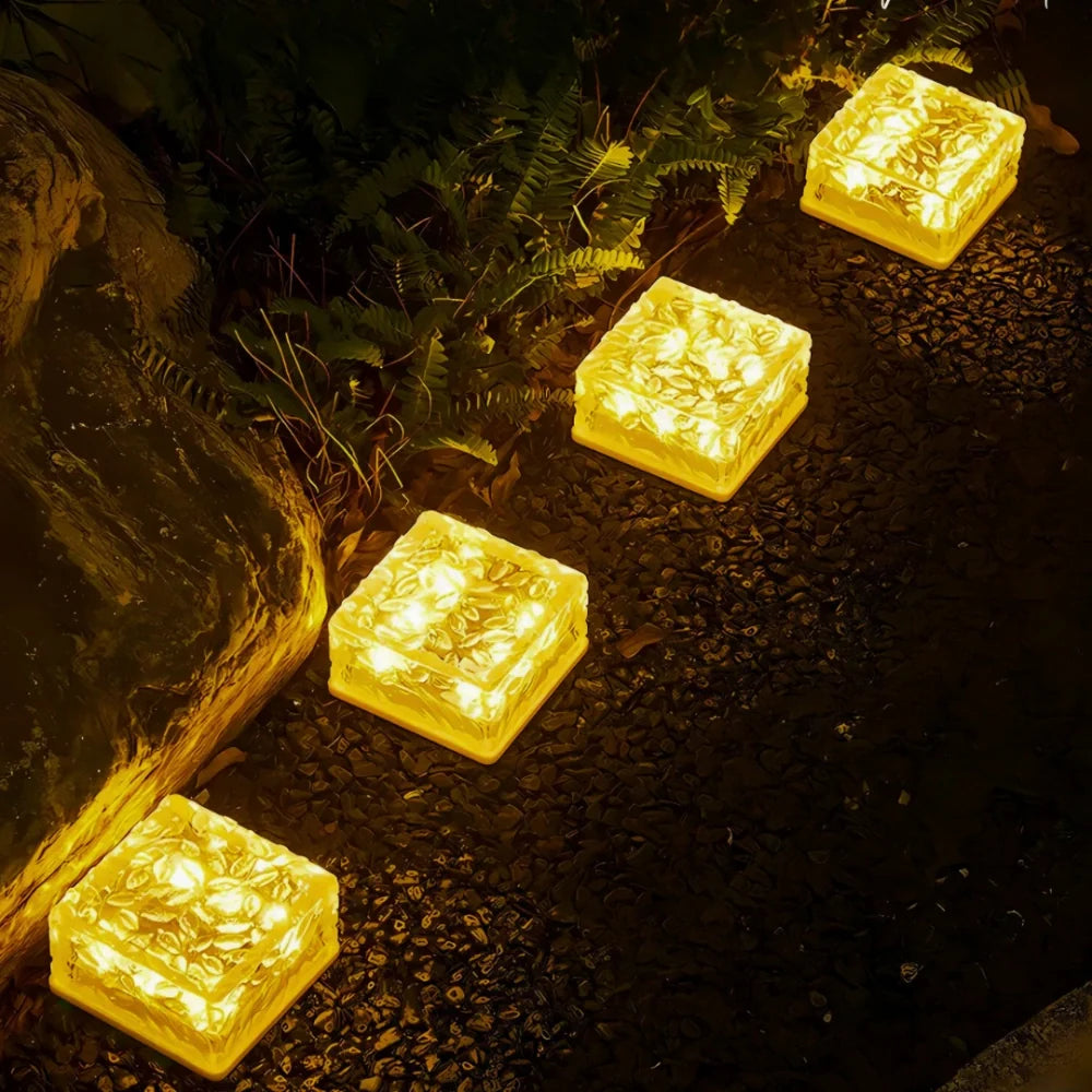 Solar Brick Light, Acrylic & ABS | 10 x 10 x 5.5 cm, IP44 Waterproof | Solar Powered, Dusk Sensor, Up to 10 Hours Glow