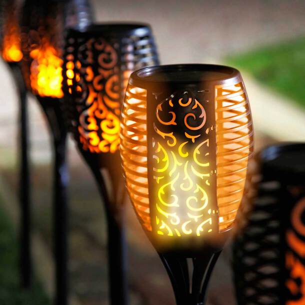 Solar Flame Garden Light | IP65 Weatherproof, No Wiring Needed | Metal Stake, 3 Sizes, 12-96 LED, 51-76 cm Tall