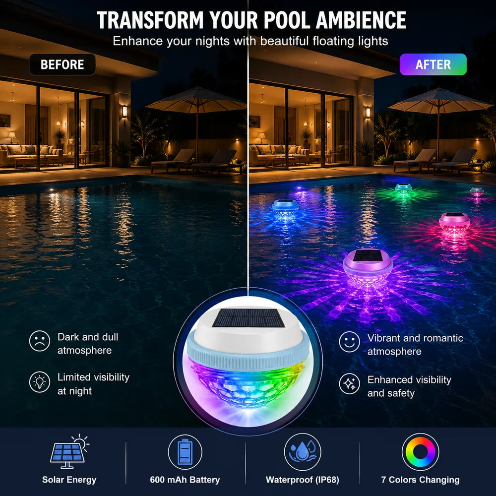Solar Floating Pool Light – RGB Colour Changing Waterproof Lamp