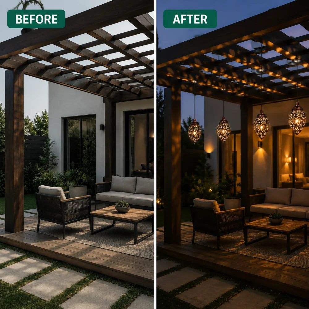 Solar Hanging Lantern – Handcrafted Copper Outdoor Garden Light