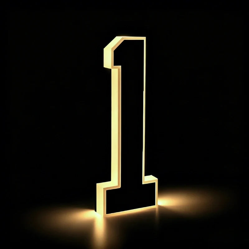 Solar House Number Sign, ABS Plate | IP44 Waterproof, 10-Hour Battery | Dusk Sensor, Warm White LED, Adhesive or Screw Fixing
