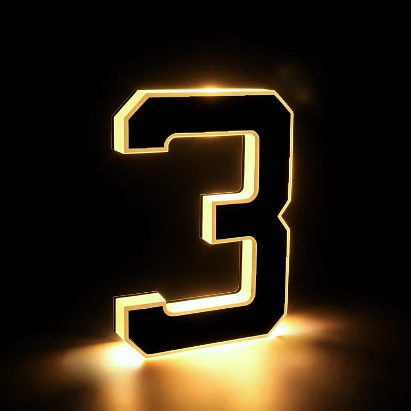 Solar House Number Sign, ABS Plate | IP44 Waterproof, 10-Hour Battery | Dusk Sensor, Warm White LED, Adhesive or Screw Fixing