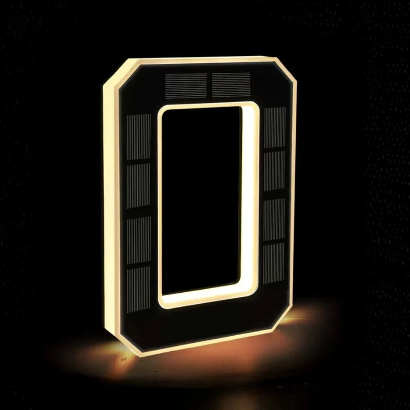 Solar House Number Sign, ABS Plate | IP44 Waterproof, 10-Hour Battery | Dusk Sensor, Warm White LED, Adhesive or Screw Fixing