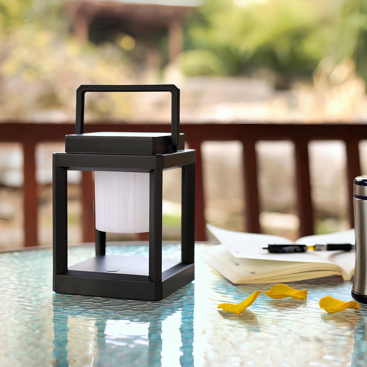 Solar Lantern, ABS, 13.5 x 13.5 x 18 cm | Solar & USB Charging, 3 Brightness Modes | IP44 Waterproof, Up to 10 Hours Runtime