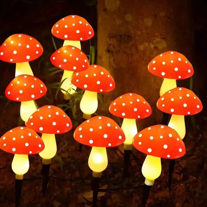 Solar Mushroom Garden Lights | Up to 20 LED Bulbs, 1250 cm String | IP65 Weatherproof, Dusk Sensor, 8 Light Modes