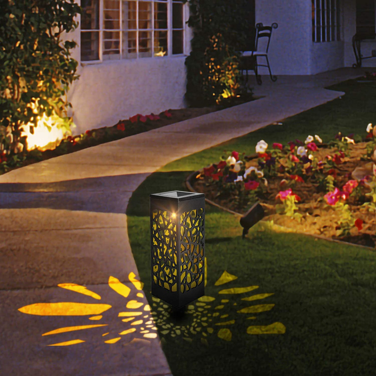 Solar Path Lights 12 Pack | Warm White LED Ground Stake Lights | IP55 Waterproof Automatic Dusk-to-Dawn Lighting