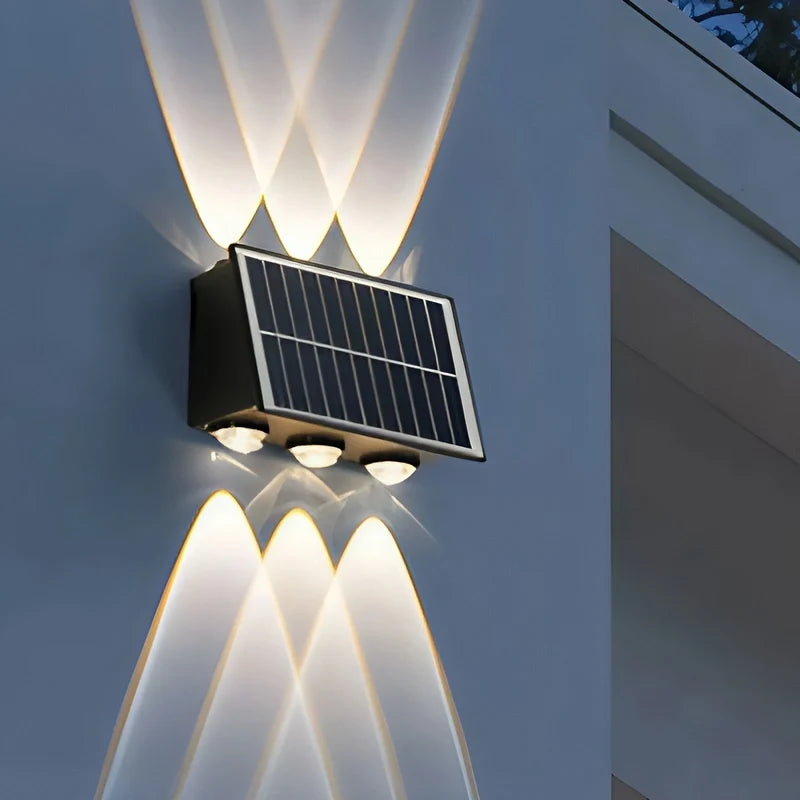 Solar Powered Wall Sconce Light | 4 or 6 LED Bulbs, IP65 Waterproof | Dual Warm & White Modes, 8-10 Hour Run Time