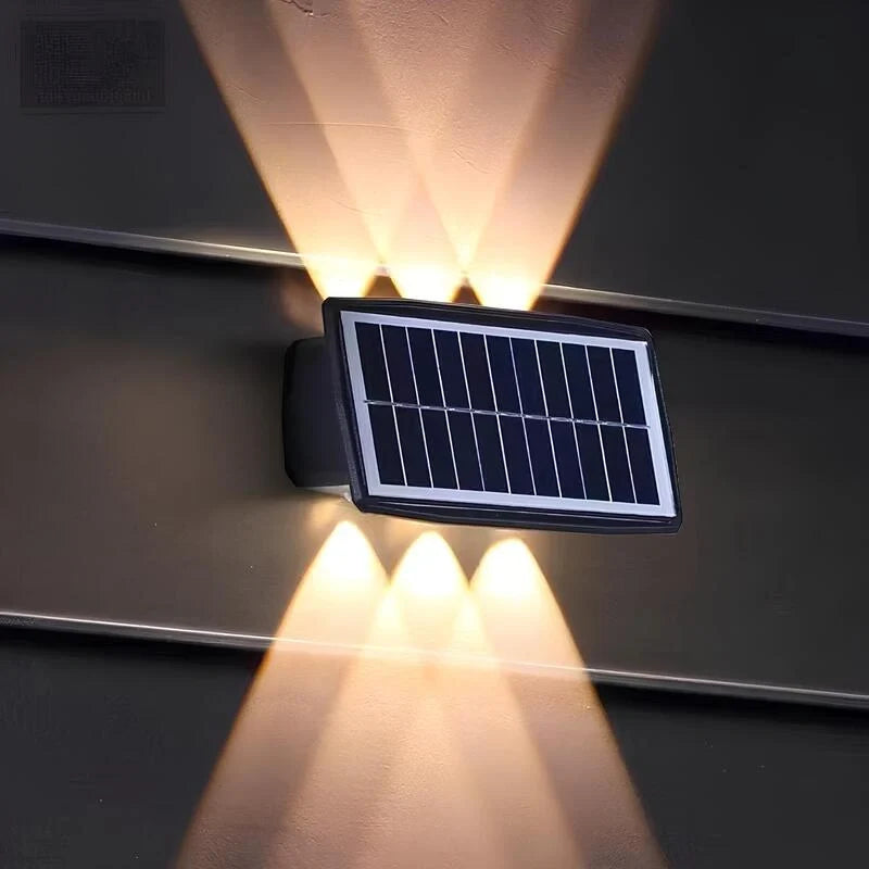 Solar Powered Wall Sconce Light | 4 or 6 LED Bulbs, IP65 Waterproof | Dual Warm & White Modes, 8-10 Hour Run Time