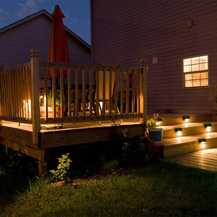Solar Step Lights ABS | Set of 8 with Automatic Dusk-to-Dawn Sensor | IP44 Waterproof for Stairs, Paths and Gardens