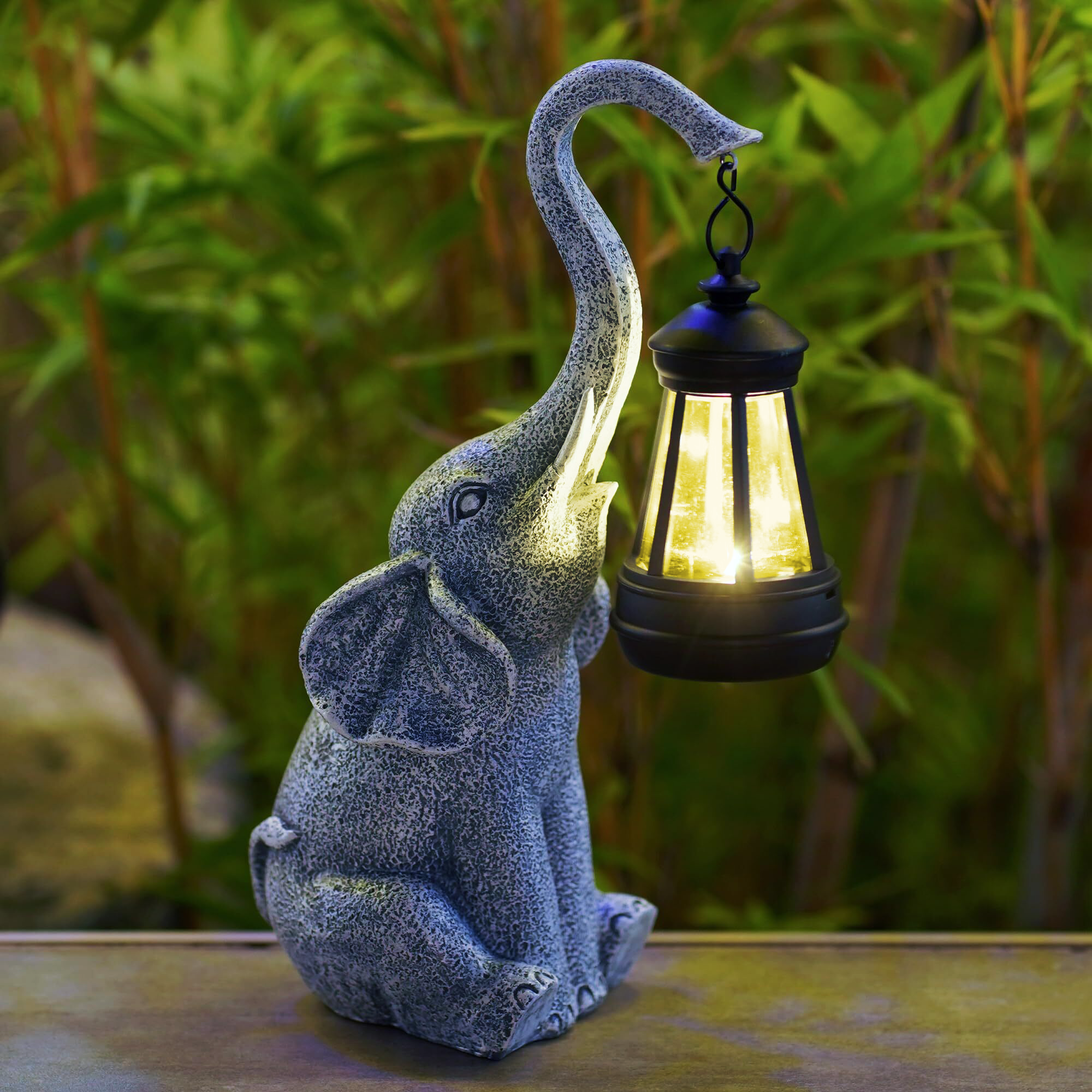 SolarGlow | Solar Garden Lights with Elephant Design - Durable Resin for Outdoor Use