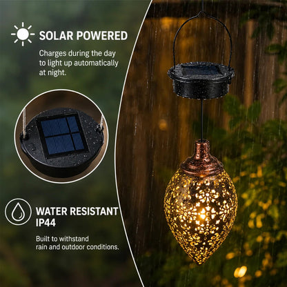 Solar Hanging Lantern – Handcrafted Copper Outdoor Garden Light