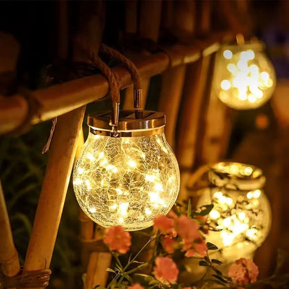 Solar Outdoor Lantern – IP65 Waterproof Cracked Glass Design