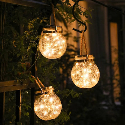 Solar Outdoor Lantern – IP65 Waterproof Cracked Glass Design