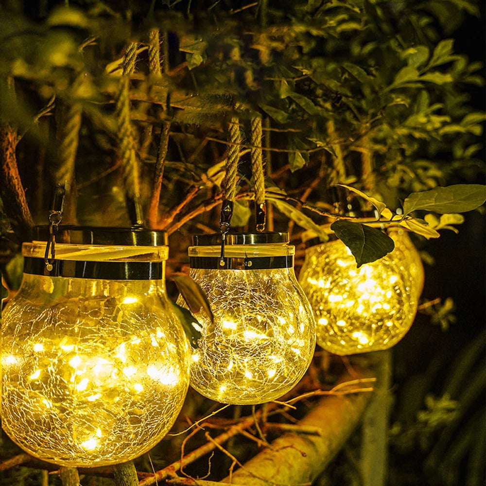 Solar Outdoor Lantern – IP65 Waterproof Cracked Glass Design