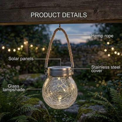 Solar Outdoor Lantern – IP65 Waterproof Cracked Glass Design