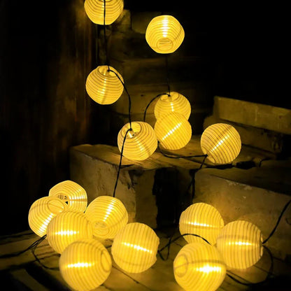 Solar String Lights Outdoor – Waterproof Lanterns for Garden Patio Use