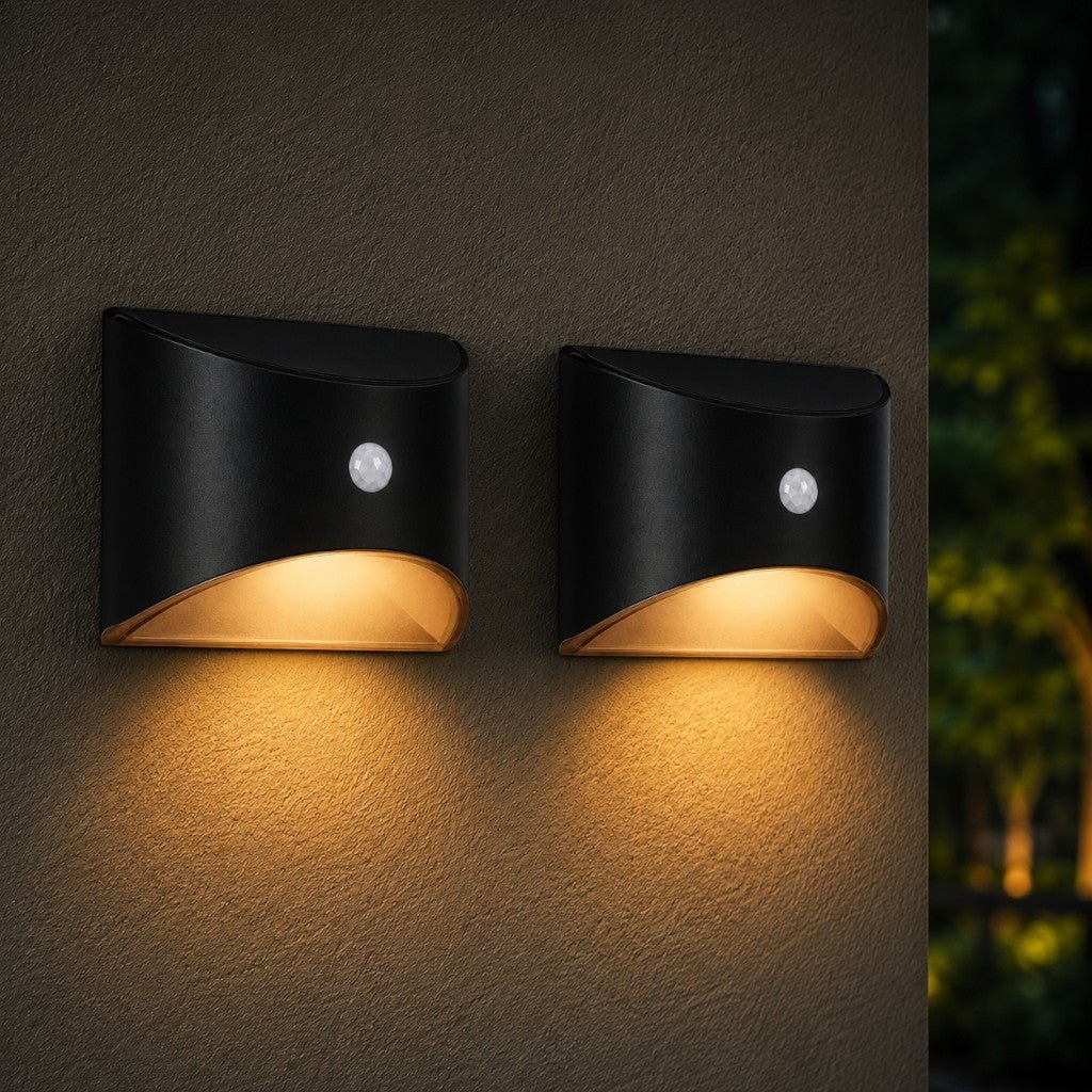 Solar Wall Lights Outdoor – PIR Motion Sensor Waterproof Garden Illumination