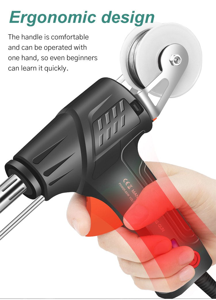 Soldering Gun | 20-Second Ceramic Core Heat-Up | Ergonomic One-Handed Control for Clean Precise Solder Joints Quickly