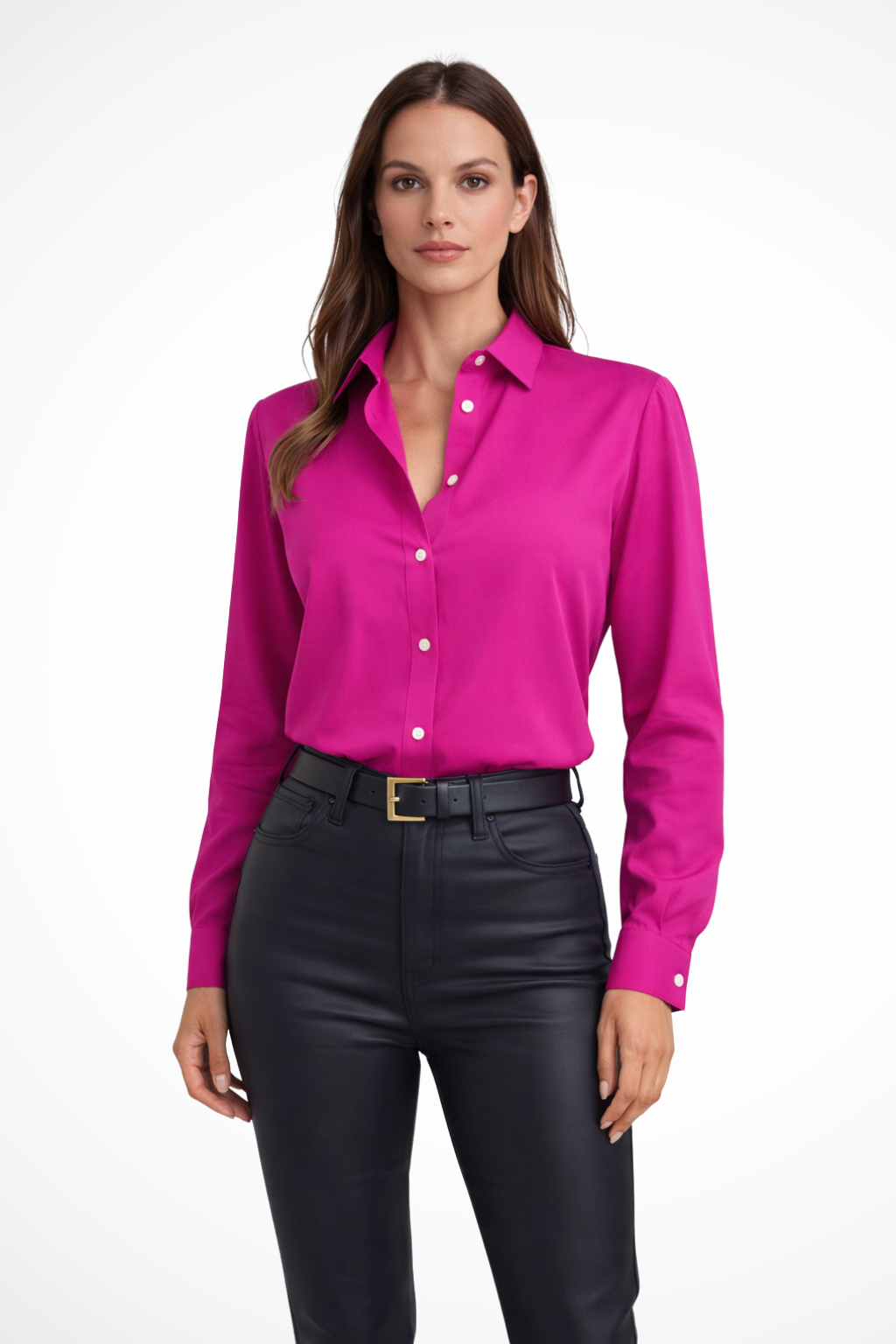 Solenne | Women's Blouse - Relaxed Fit Long Sleeve V Neck Design 2