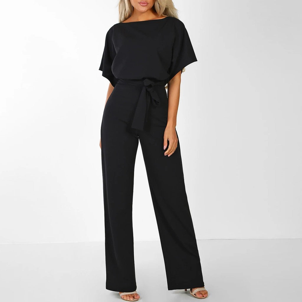 Sophia | Chic Belted Wide Leg Jumpsuit for Women
