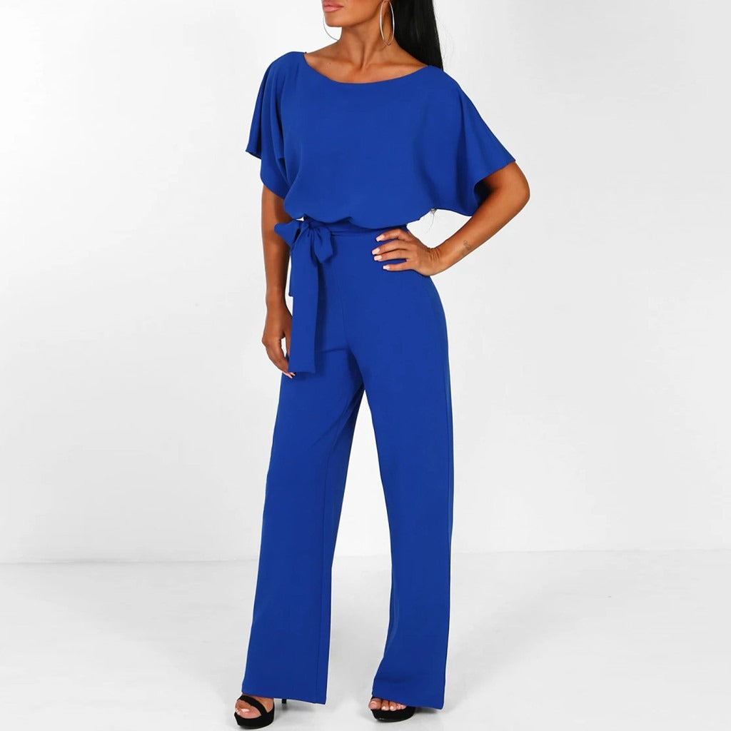 Sophia | Chic Belted Wide Leg Jumpsuit for Women
