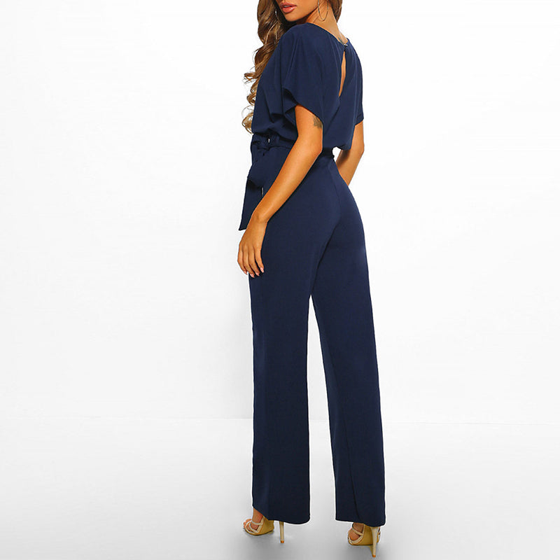 Sophia | Chic Belted Wide Leg Jumpsuit for Women