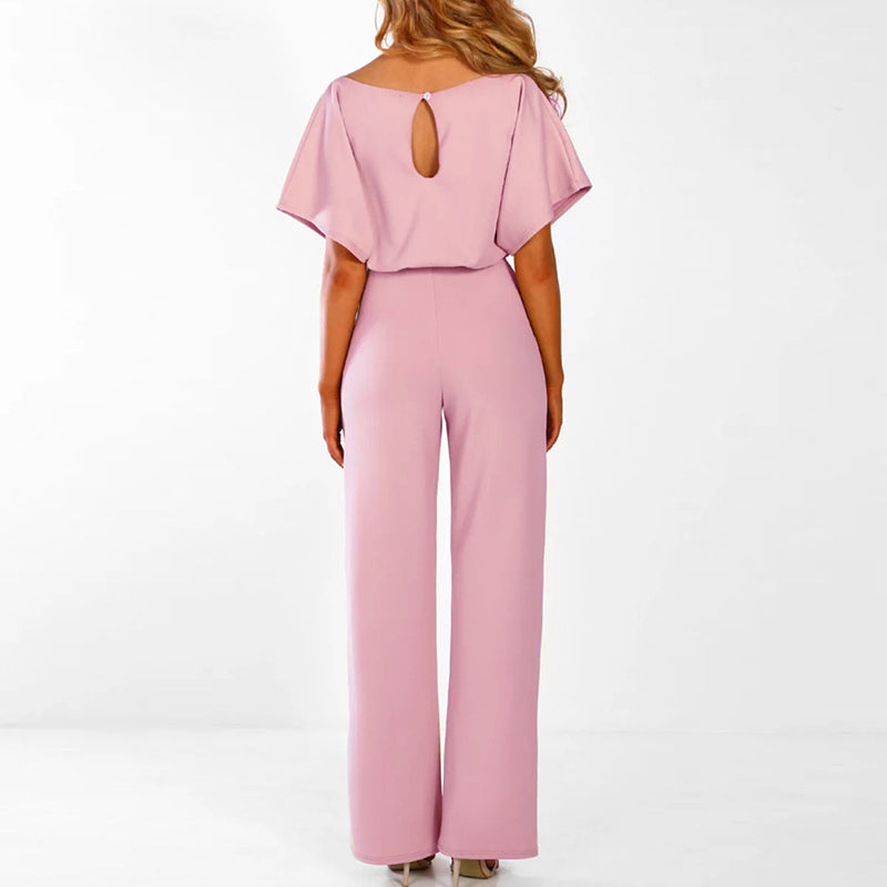 Sophia | Chic Belted Wide Leg Jumpsuit for Women
